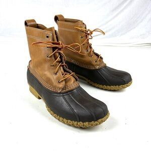 L.L. Bean Duck Boots Mens 10 M Waterproof Brown Leather Maine Hunting Shoe VTG